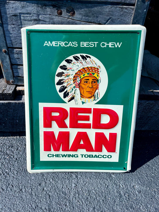 Vintage Red Man Chewing Tobacco Sign - America's Best Chew