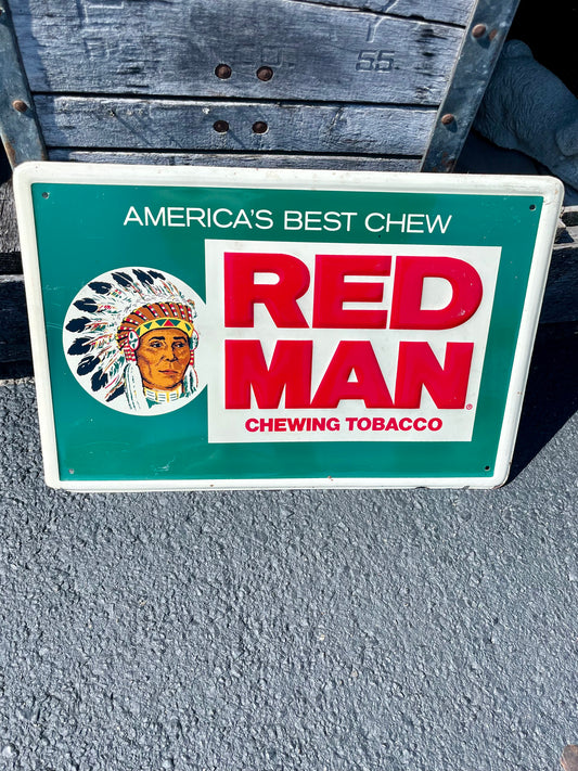 Vintage Red Man Chewing Tobacco America's Best Chew Sign