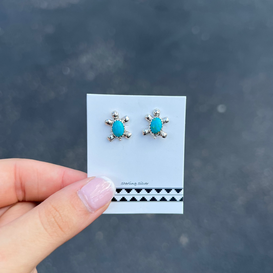 Genuine Turquoise Turtle Sterling Silver Studs
