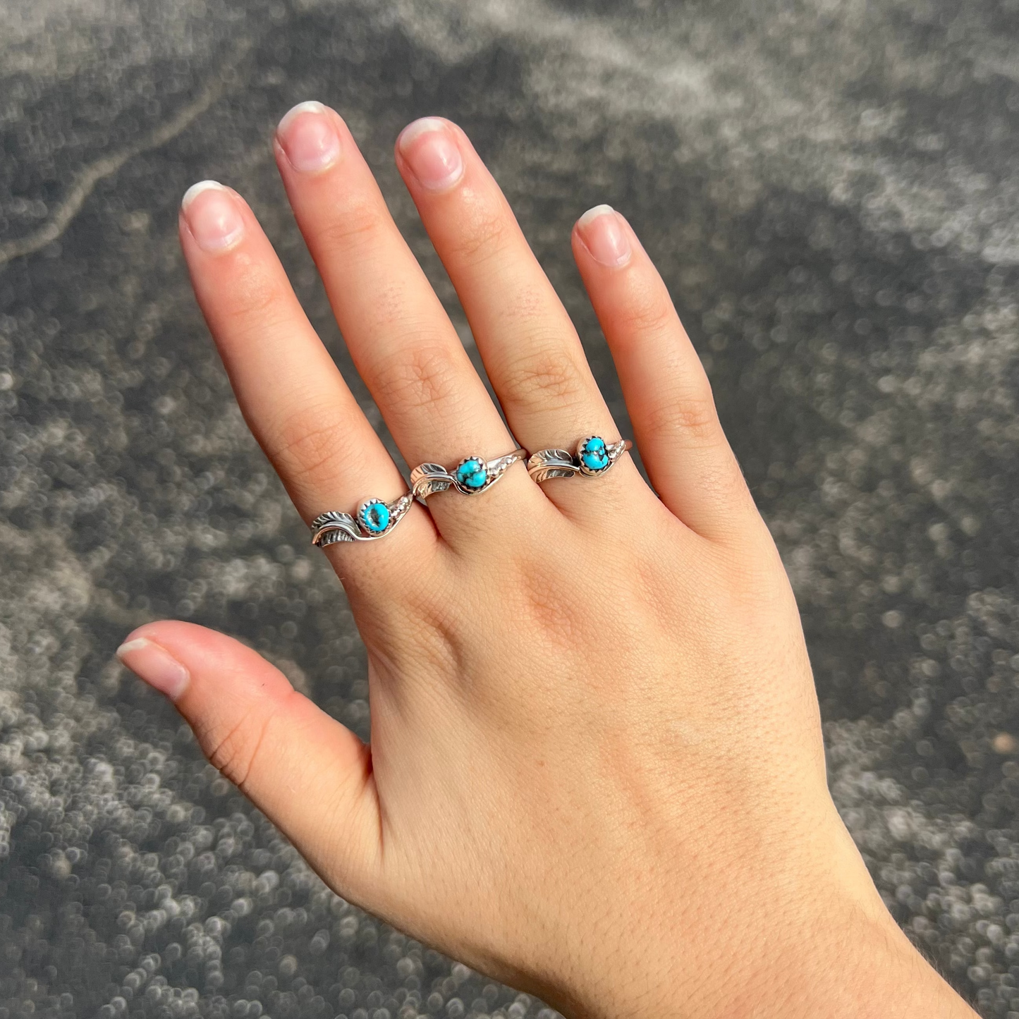 Sleeping Beauty Turquoise Feather Ring
