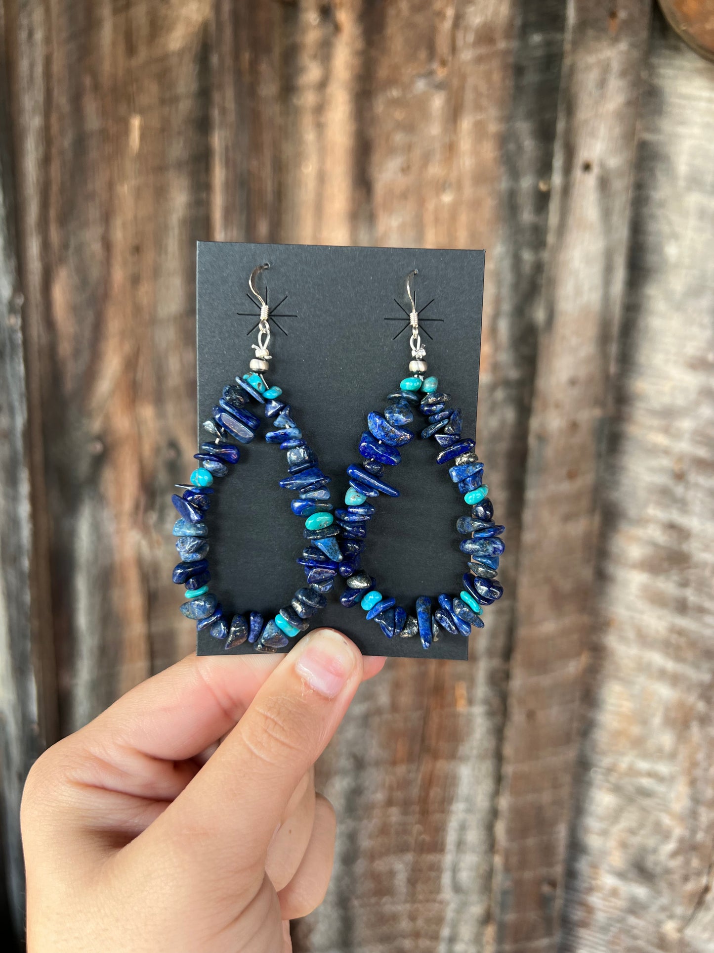 Genuine Turquoise Nugget Teardrop Earrings