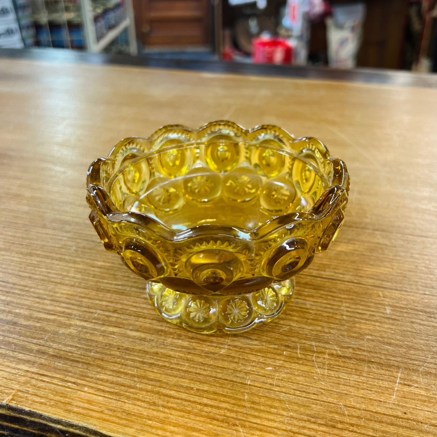 Vintage L.E. Smith 1960s Moon and Stars Amber Dish