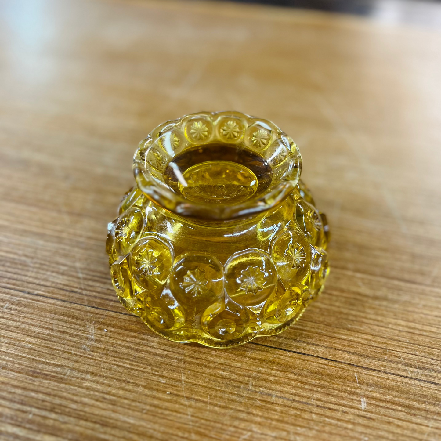 Vintage L.E. Smith 1960s Moon and Stars Amber Dish