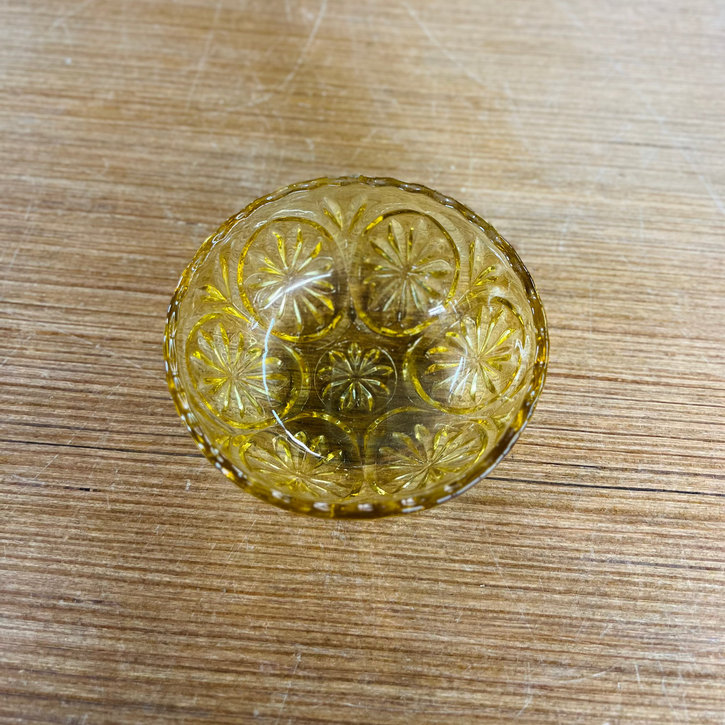 Vintage Indiana Glass Amber Starburst Dish