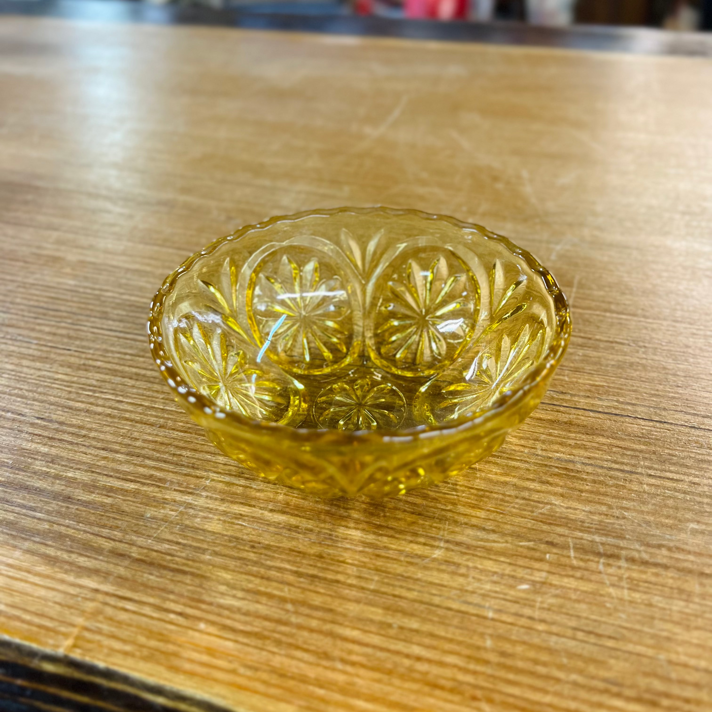 Vintage Indiana Glass Amber Starburst Dish