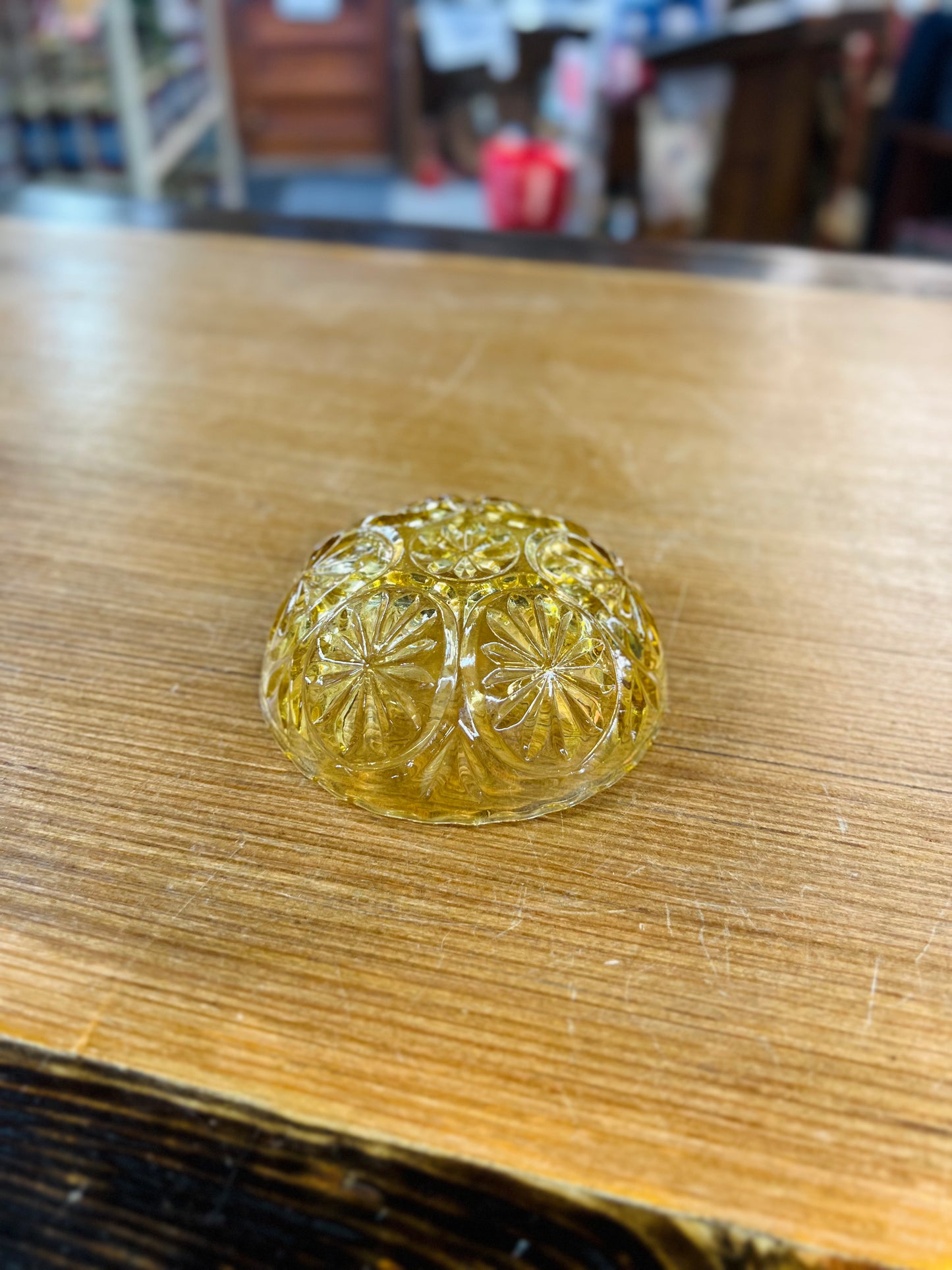 Vintage Indiana Glass Amber Starburst Dish