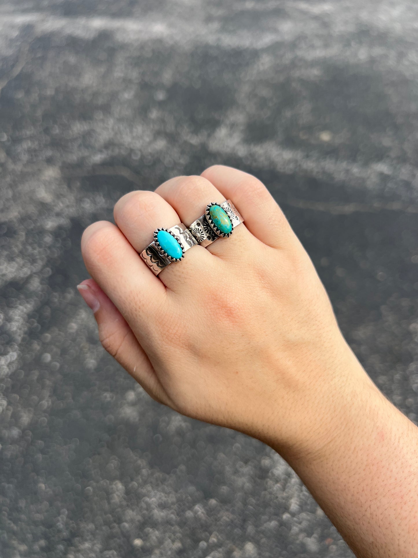 The Cason Genuine Turquoise Sterling Silver Ring