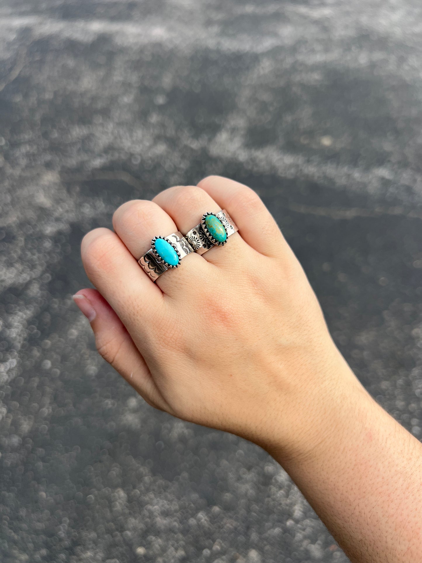 The Cason Genuine Turquoise Sterling Silver Ring
