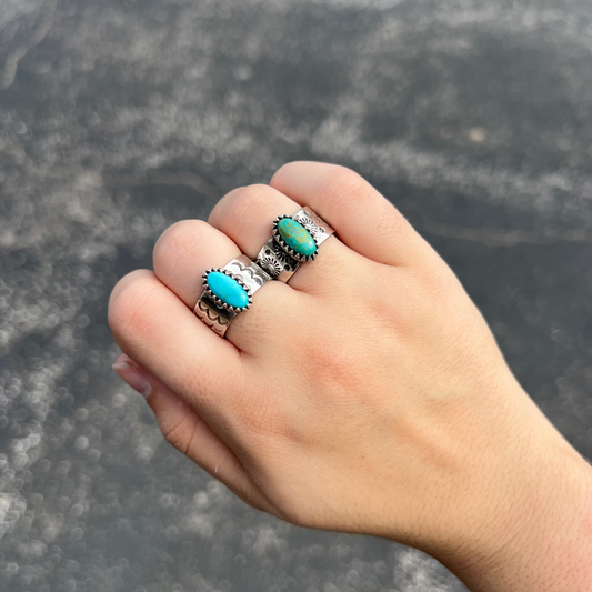 The Cason Genuine Turquoise Sterling Silver Ring