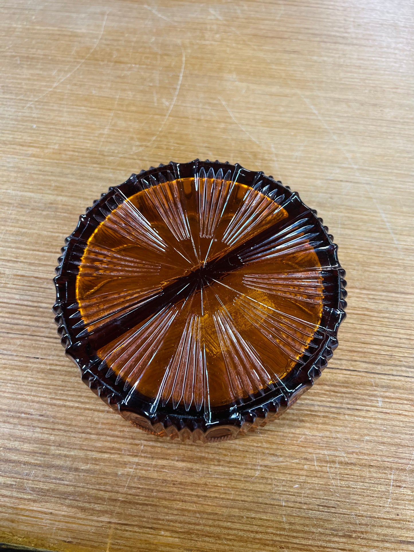 Vintage Indiana Glass Amber Divided Candy Dish - No Lid