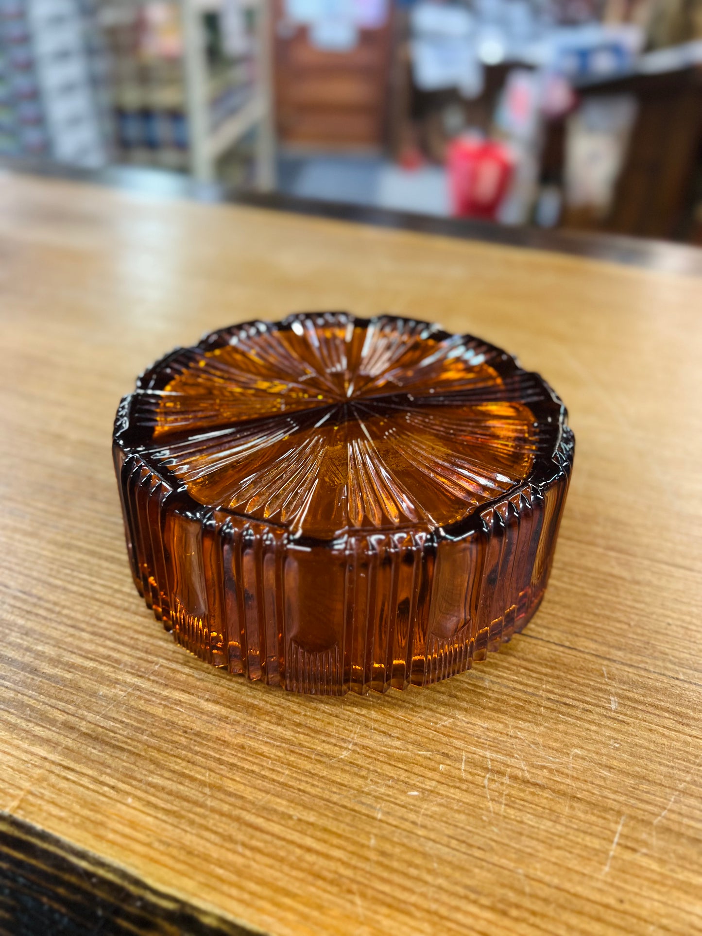 Vintage Indiana Glass Amber Divided Candy Dish - No Lid