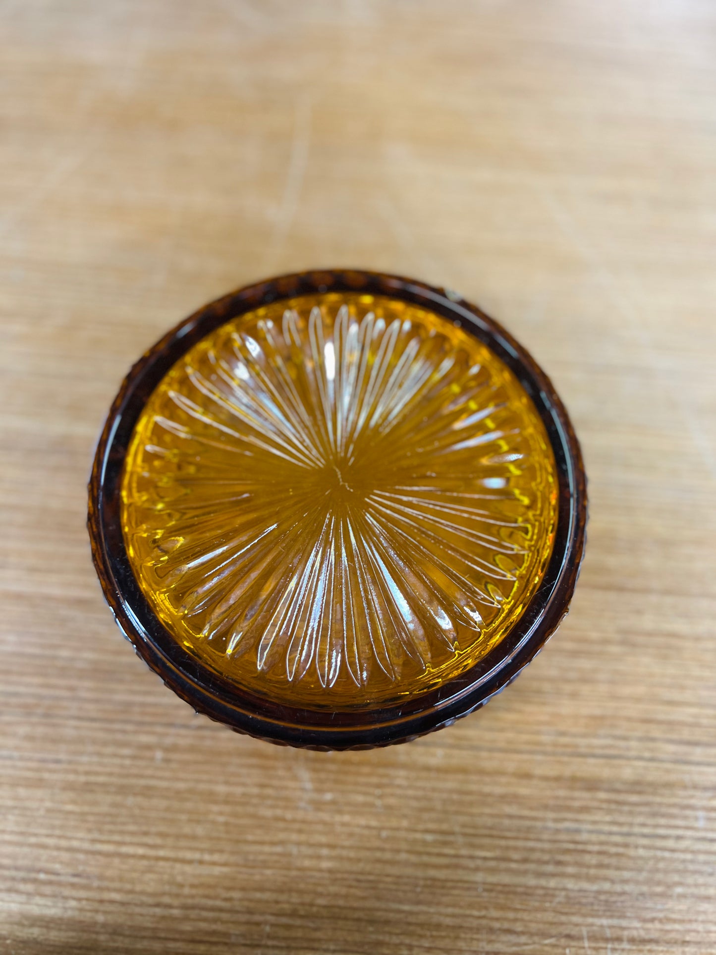 Vintage Indiana Glass Amber Candy Dish - Diamond Pattern