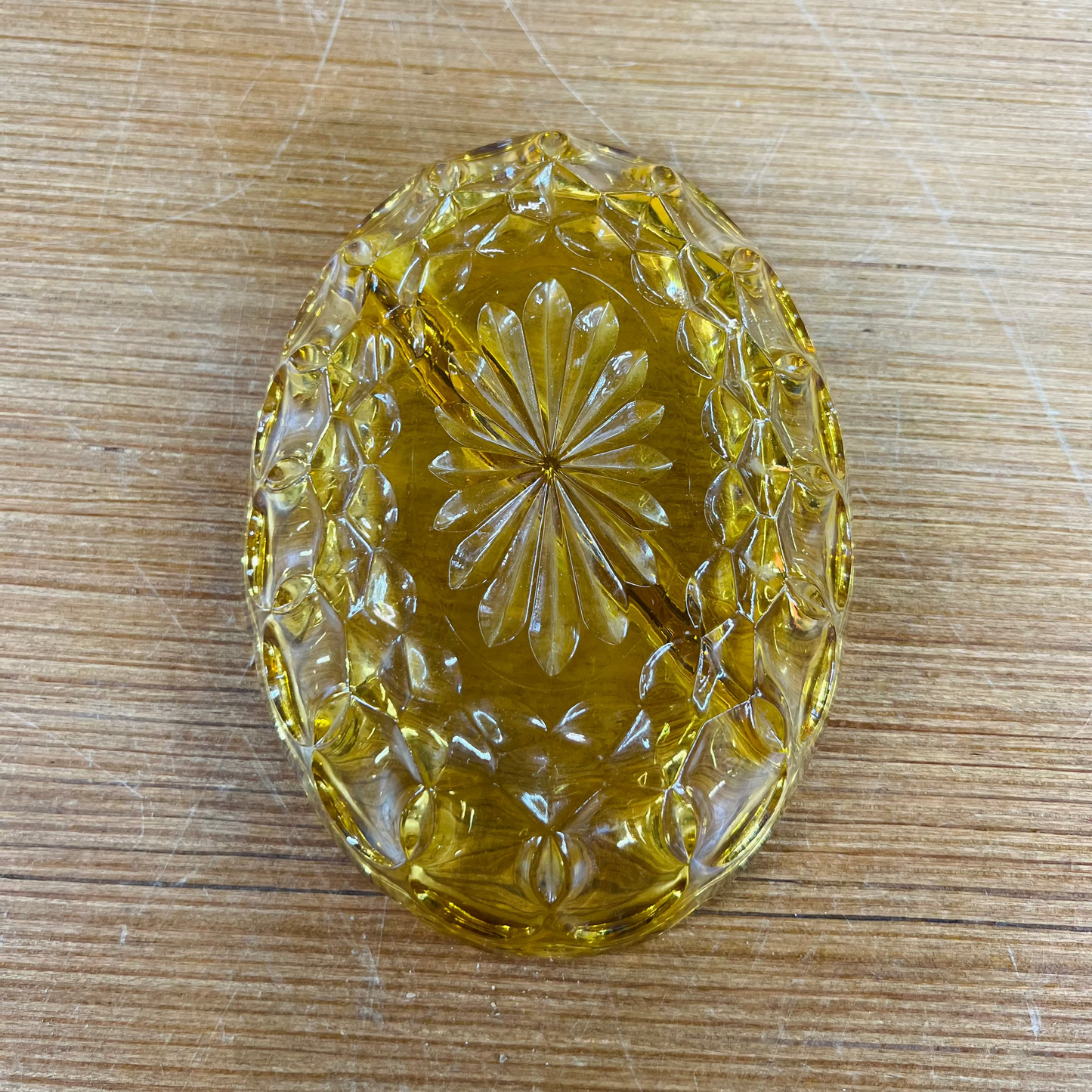 Vintage Indiana Glass Amber Divided Oval Dish