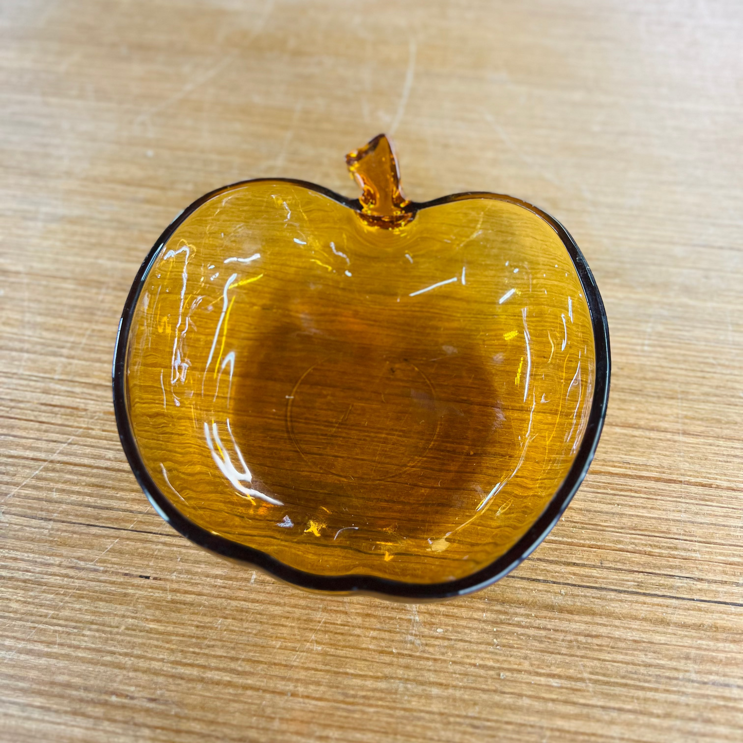 Vintage Amber Apple Dish