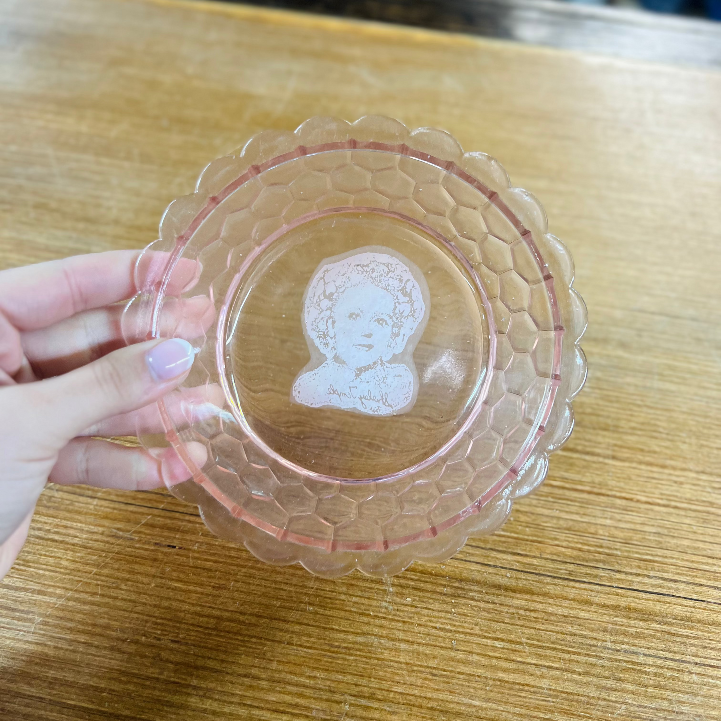 Vintage 1930s Pink Shirley Temple Dish
