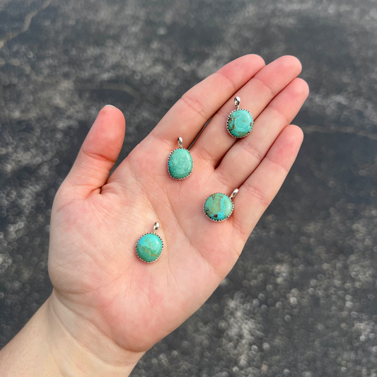 Genuine Turquoise Oval Sterling Silver Pendant