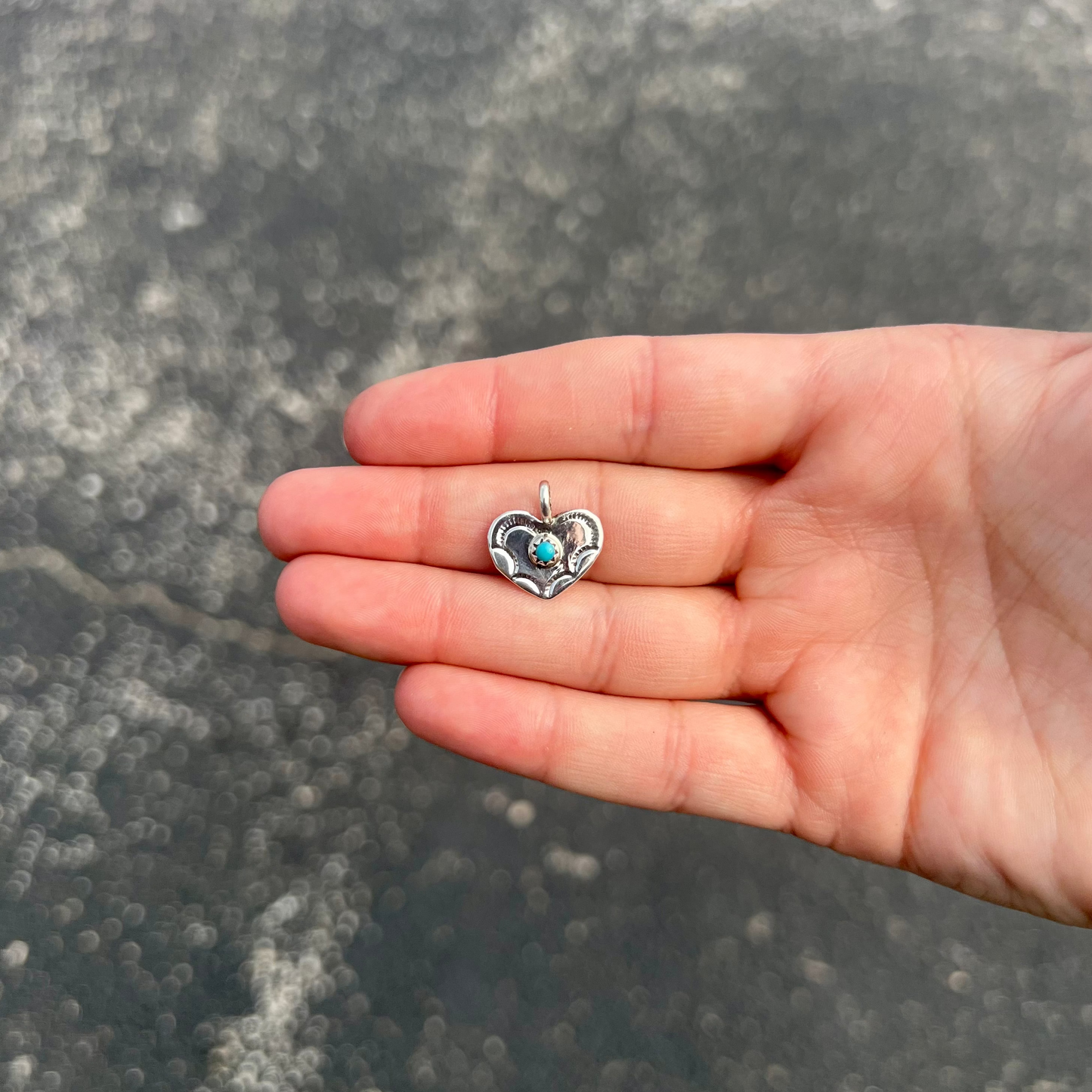 Genuine Turquoise Sterling Silver Small Heart Pendant