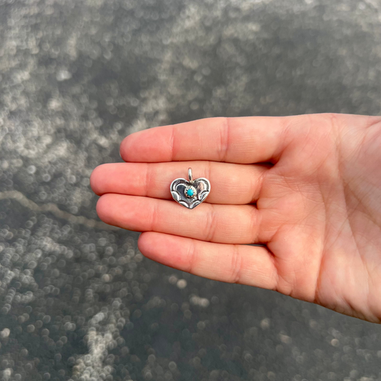 Genuine Turquoise Sterling Silver Small Heart Pendant