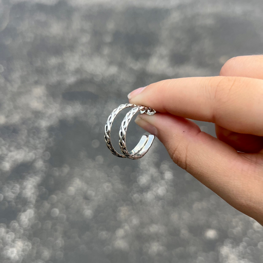 Sterling Silver Flat Twisted Hoop Earrings