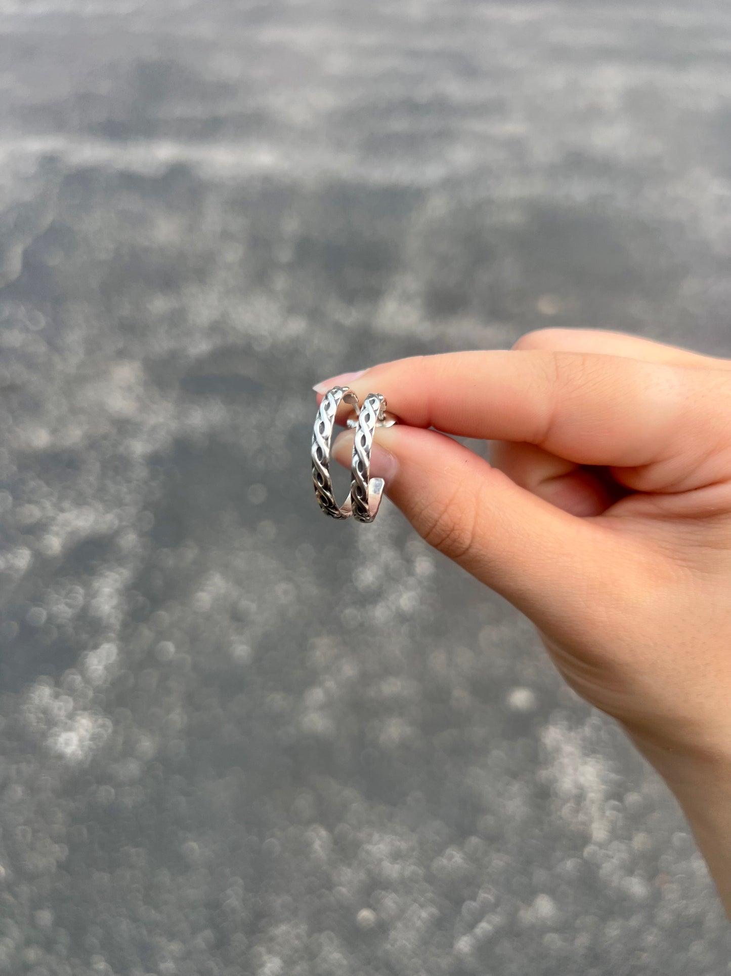 Sterling Silver Flat Twisted Hoop Earrings