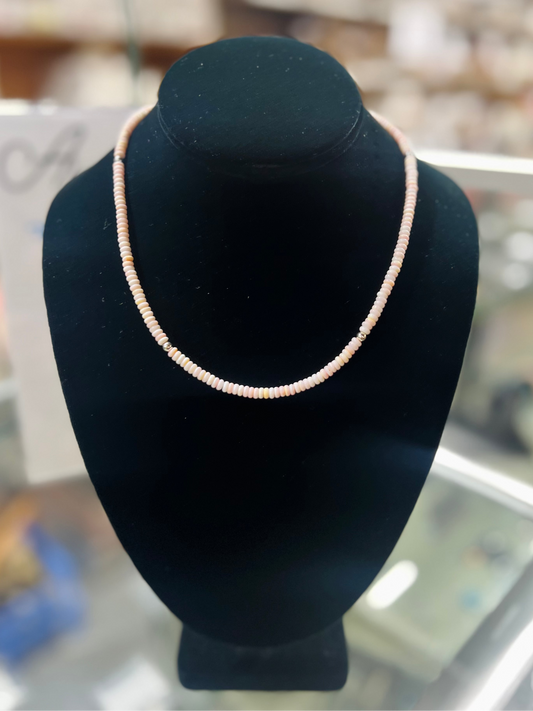 Navajo 4mm Pink Conch Rondell Necklace