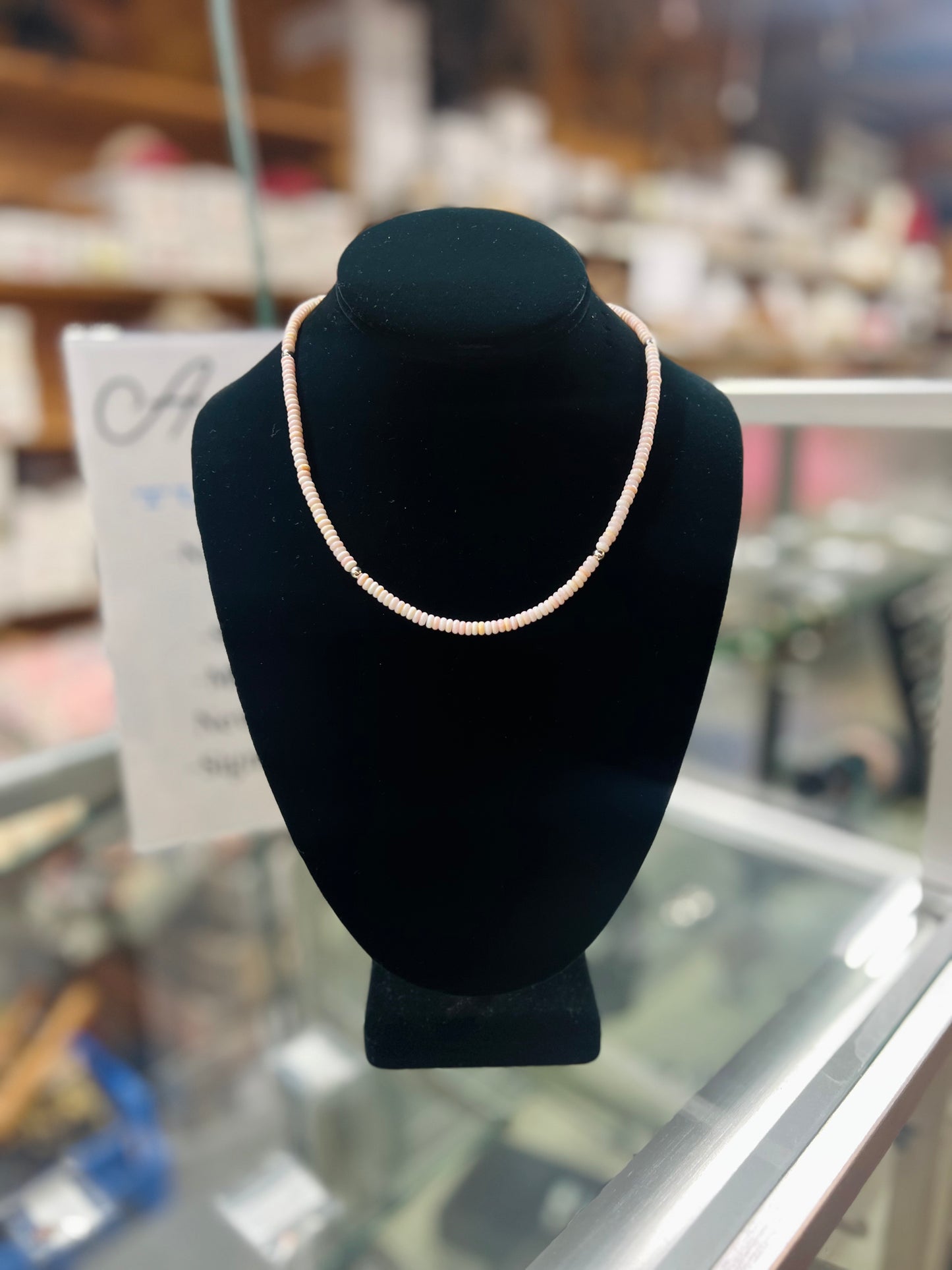 Navajo 4mm Pink Conch Rondell Necklace