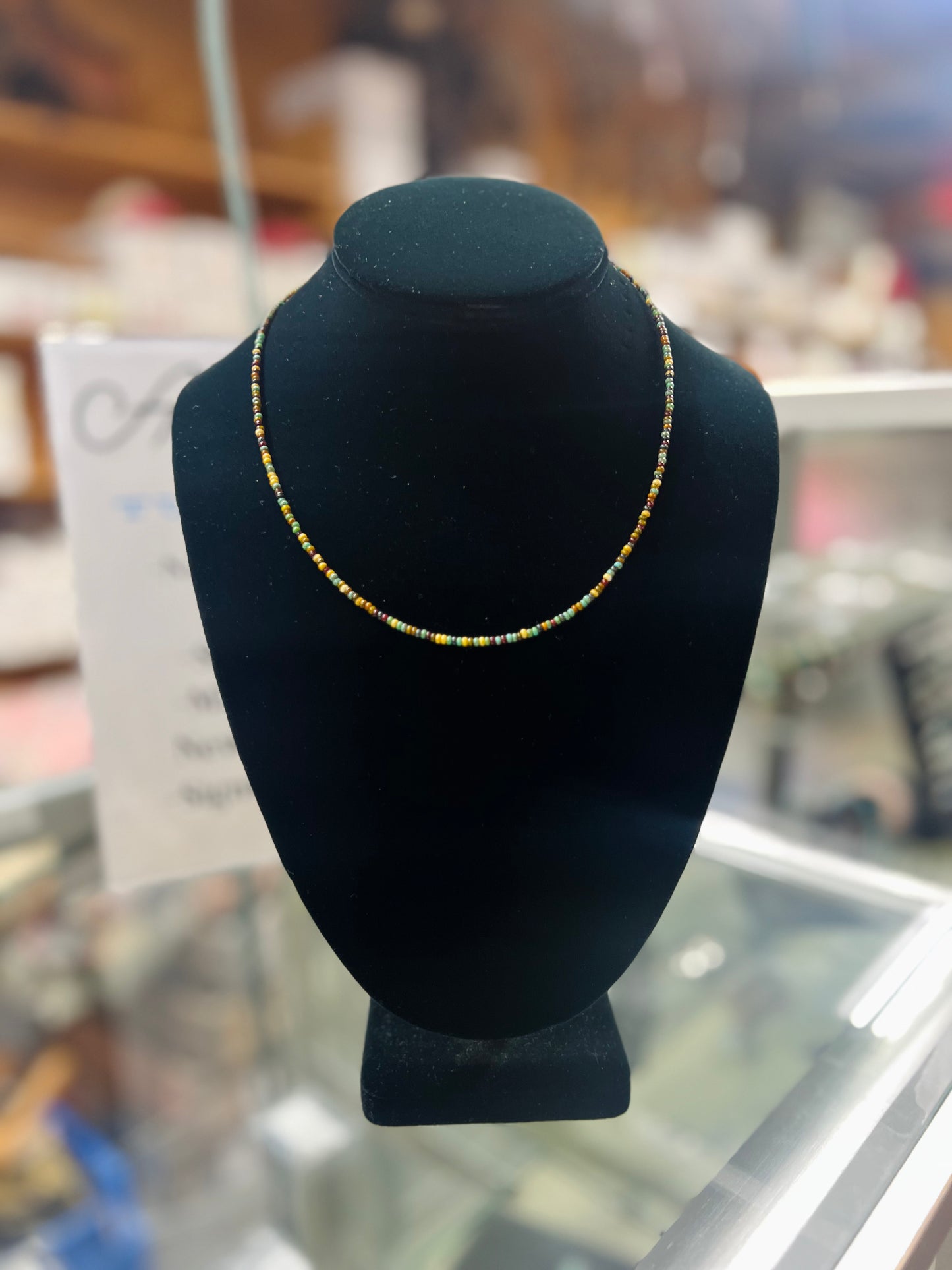 Navajo Travertine Opaque Seed Bead Necklace