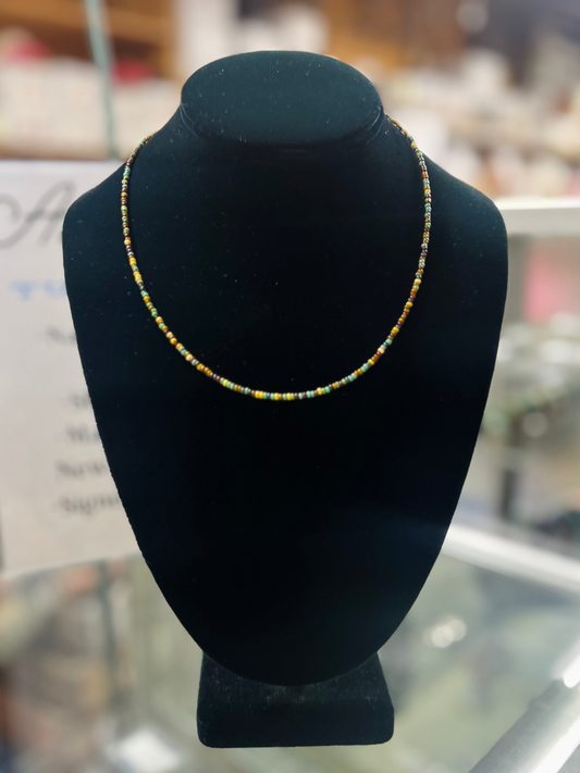 Navajo Travertine Opaque Seed Bead Necklace