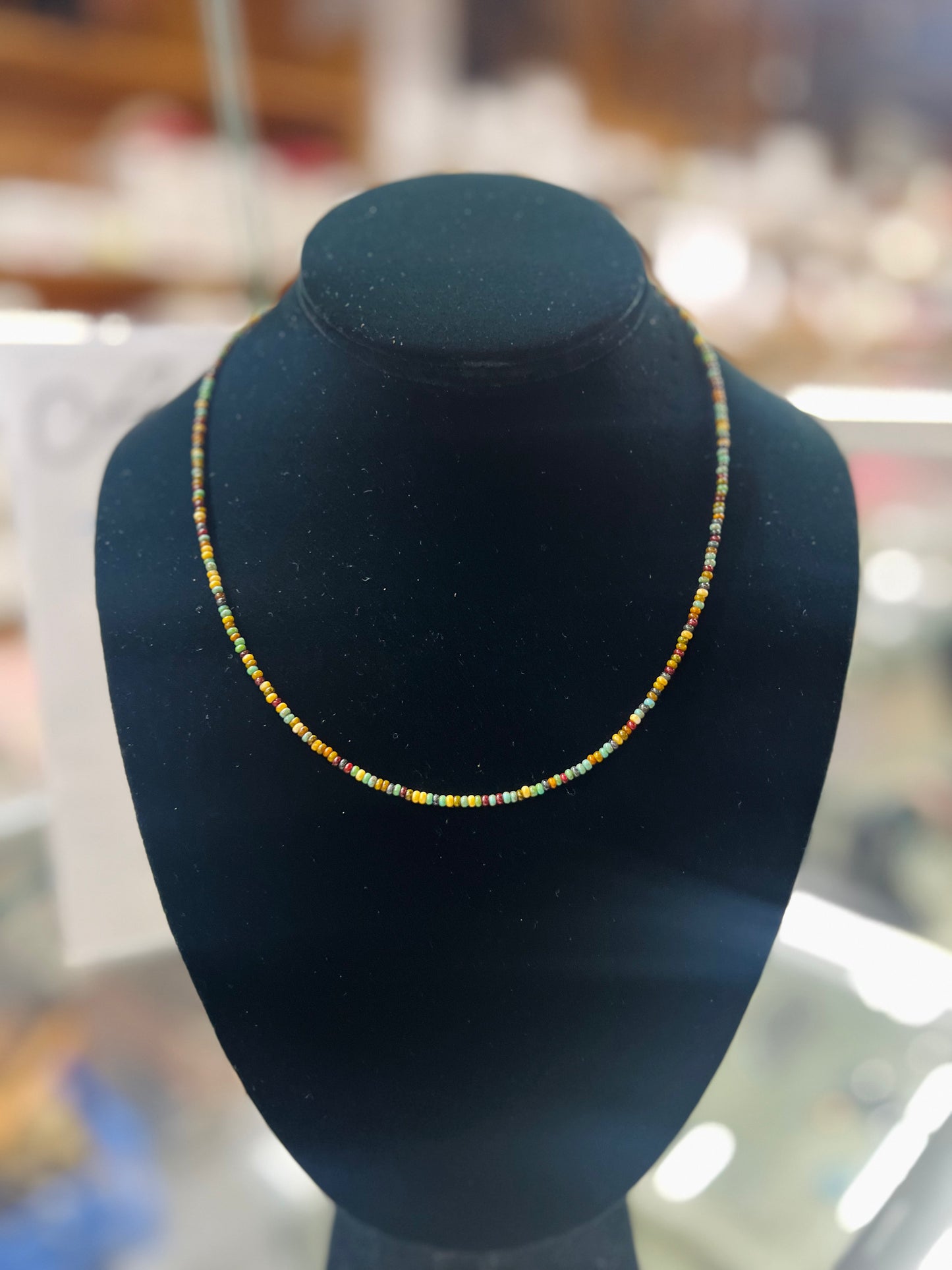 Navajo Travertine Opaque Seed Bead Necklace