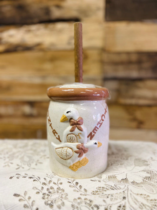 Country Kitchen Goose Churn - Mini Brown and White