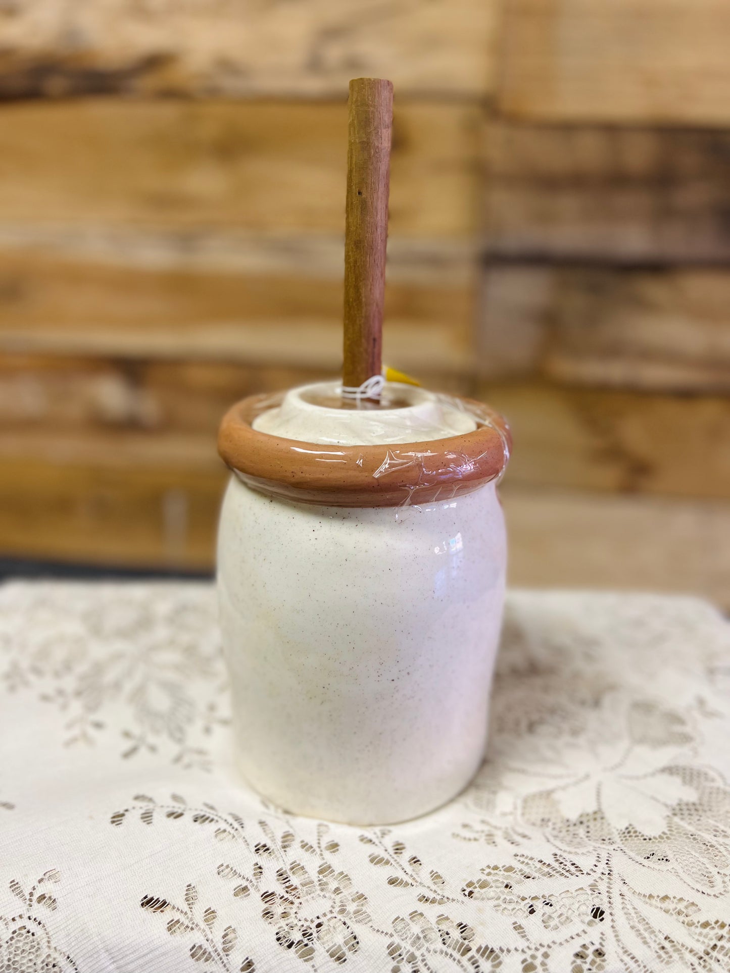 Country Kitchen Goose Churn - Mini Brown and White