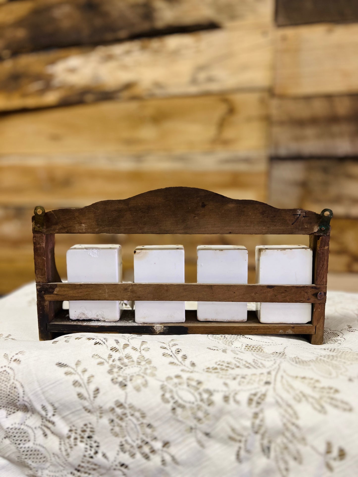 Vintage Spice Shakers and Spice Rack - Chickens