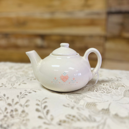Vintage 1991 "Forever Yours" Genuine Stoneware Under License of Corning Inc. - Mini Teapot Personal Size