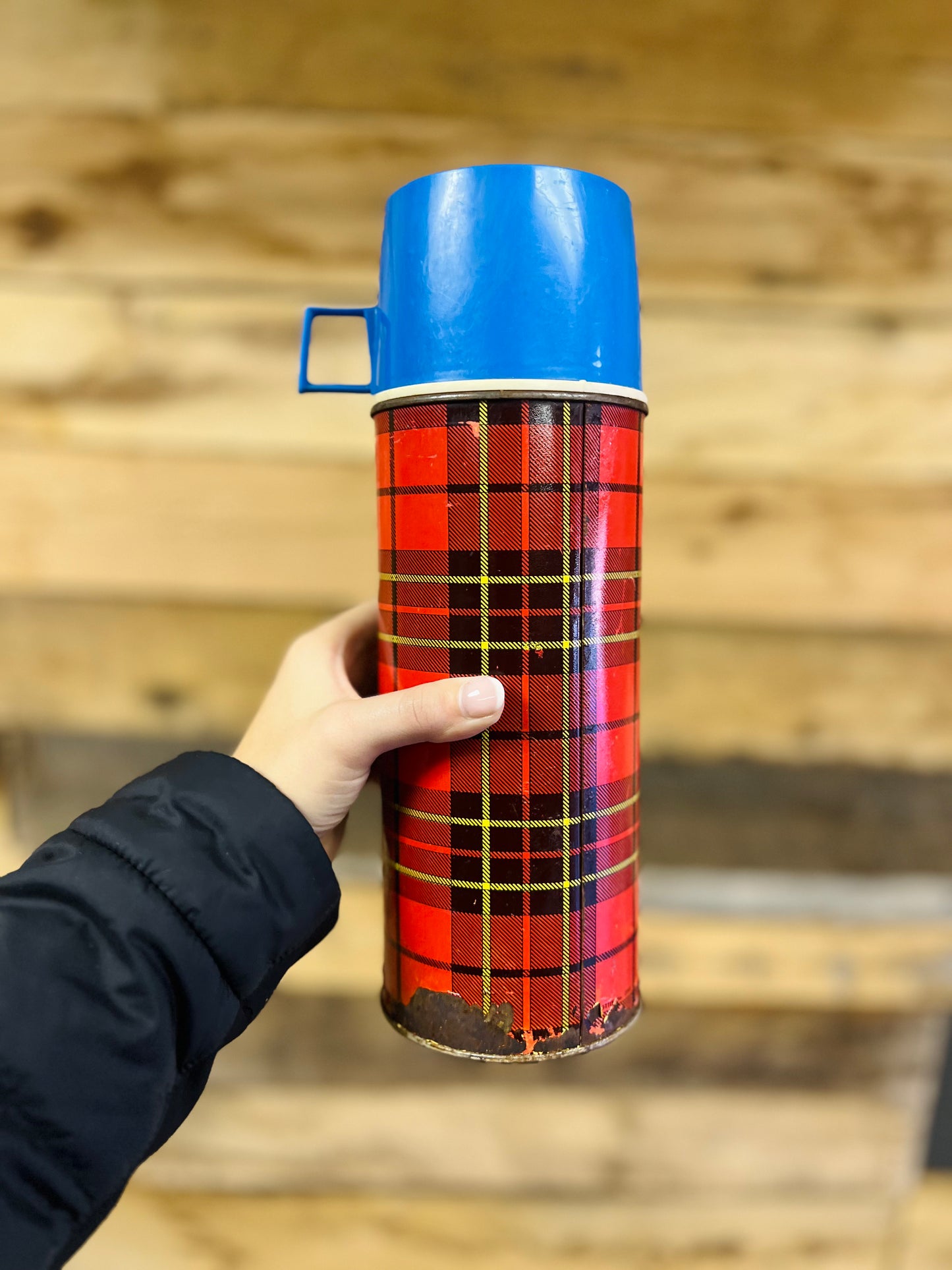 Vintage Red Plaid Thermos Bottle King Seeley