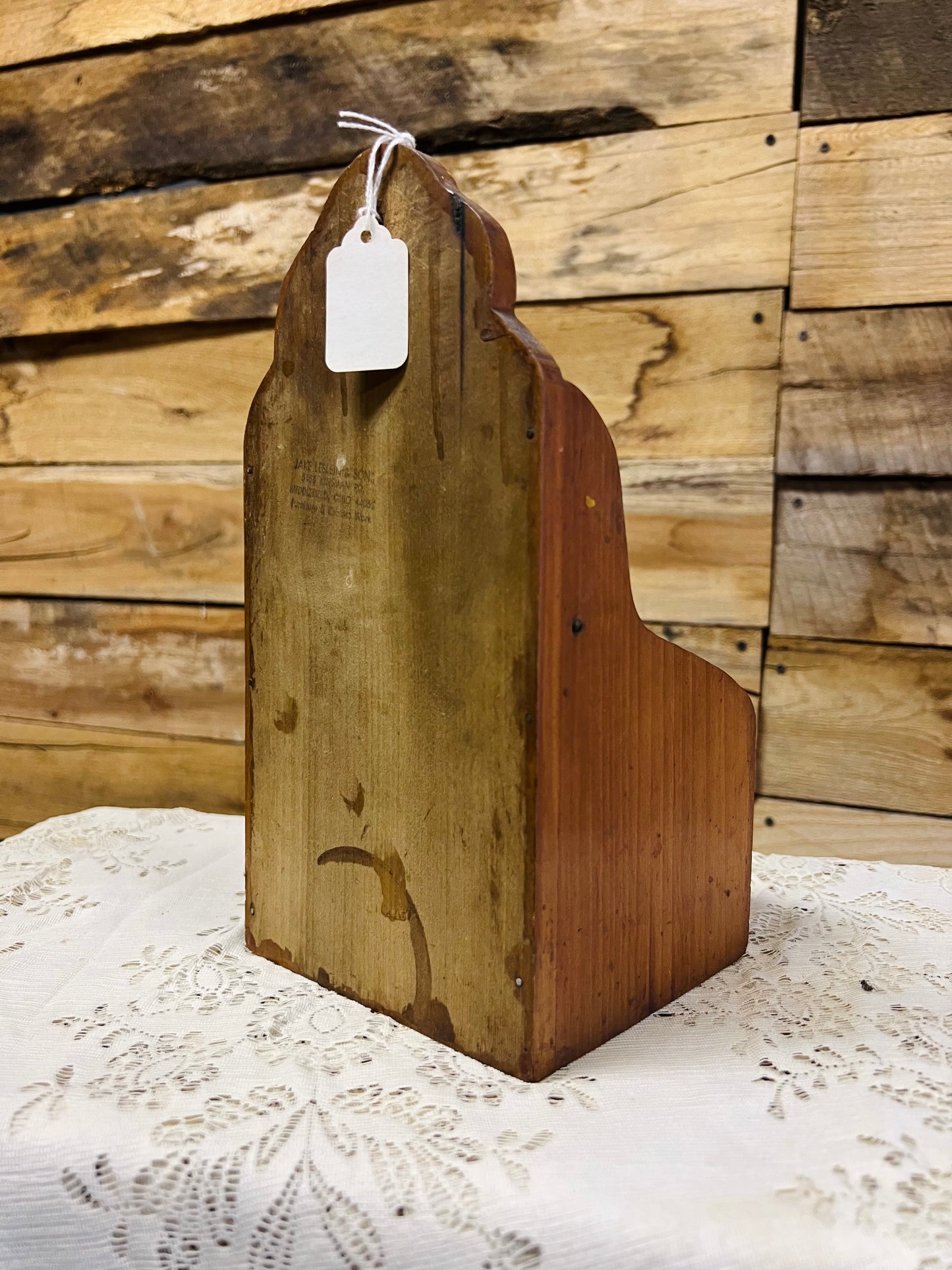 Vintage Hand Painted Wooden Salt Box with Flip Lid