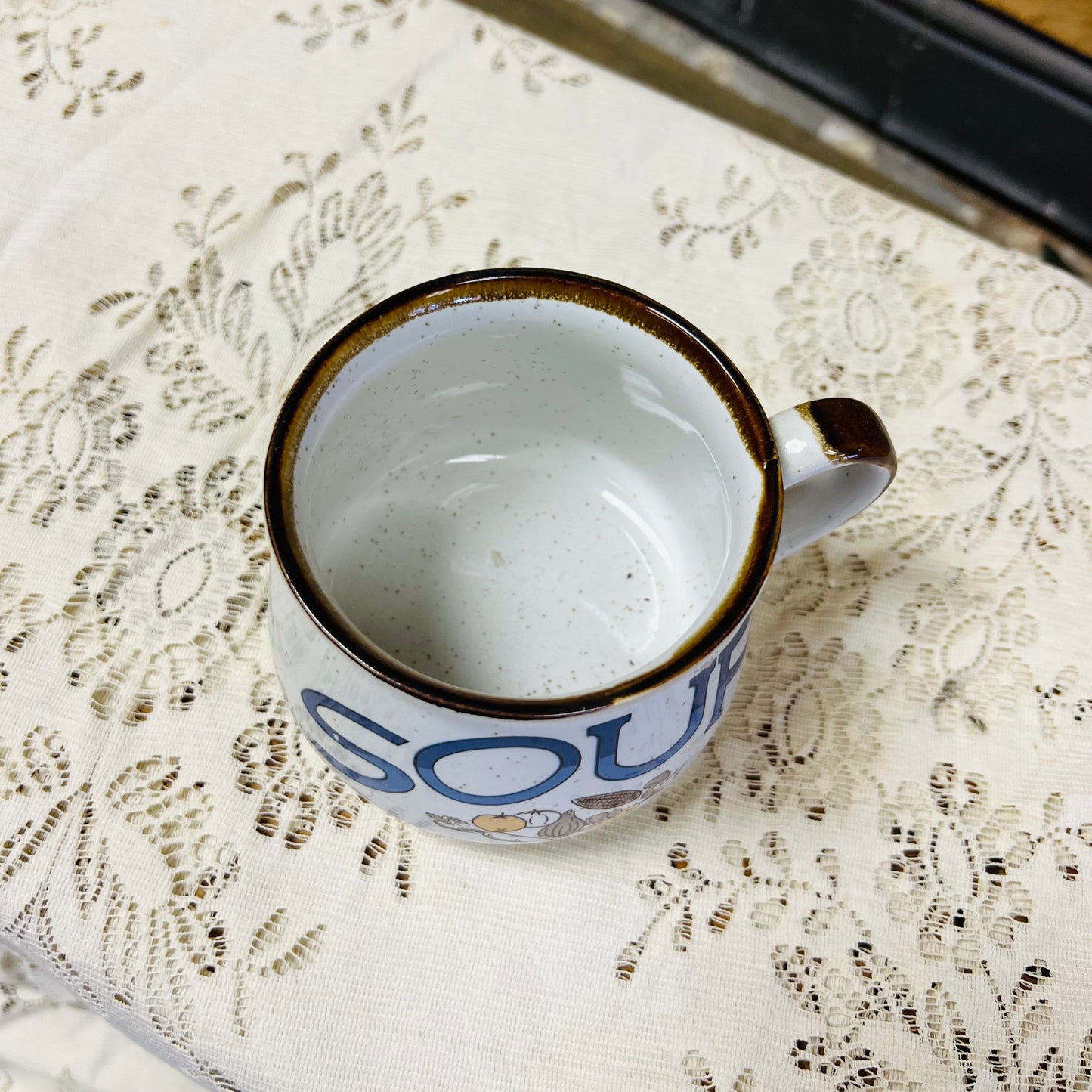 Vintage SOUP White Speckled Mug