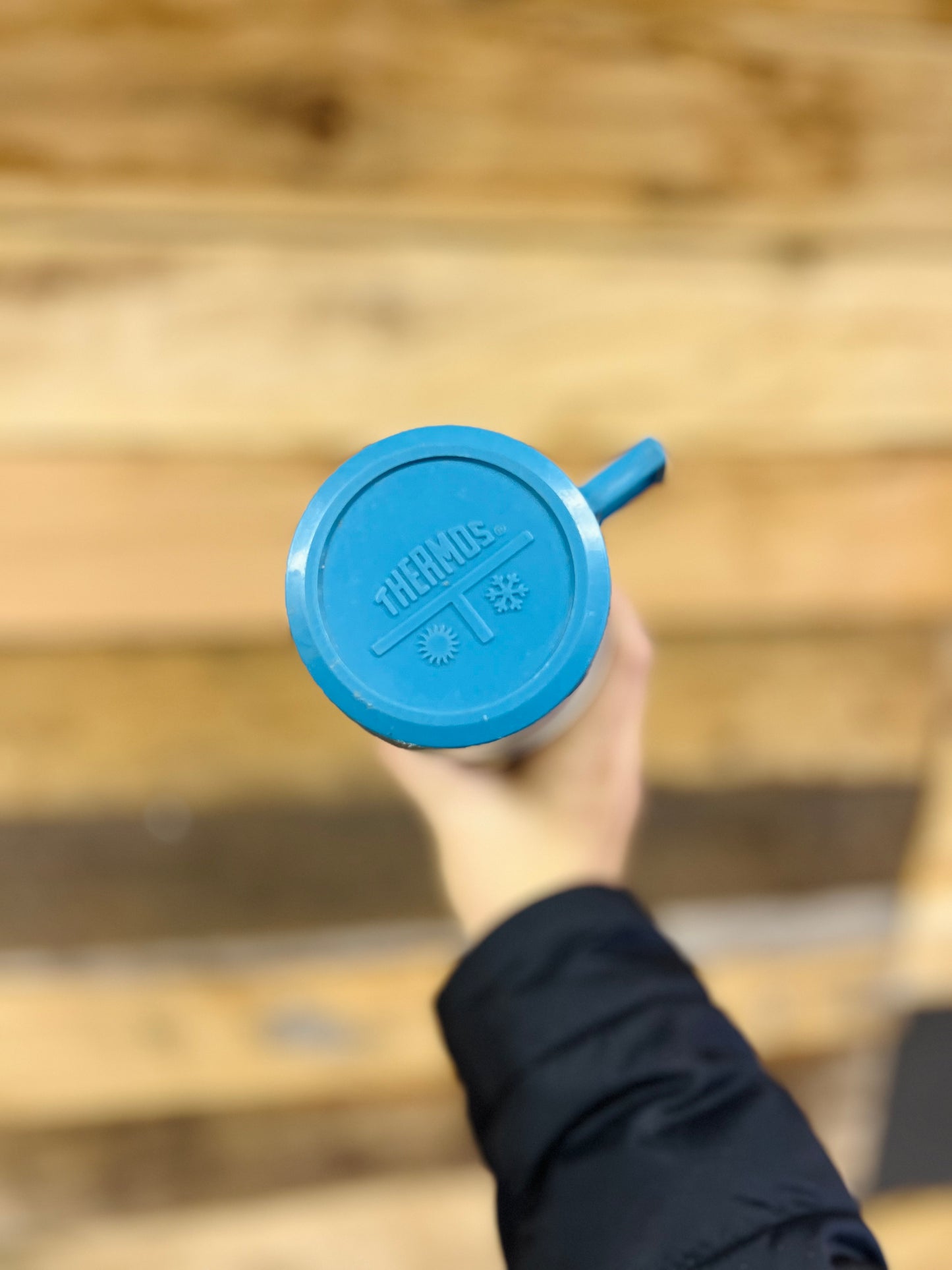 Vintage Blue Striped Thermos Bottle - Pint Size