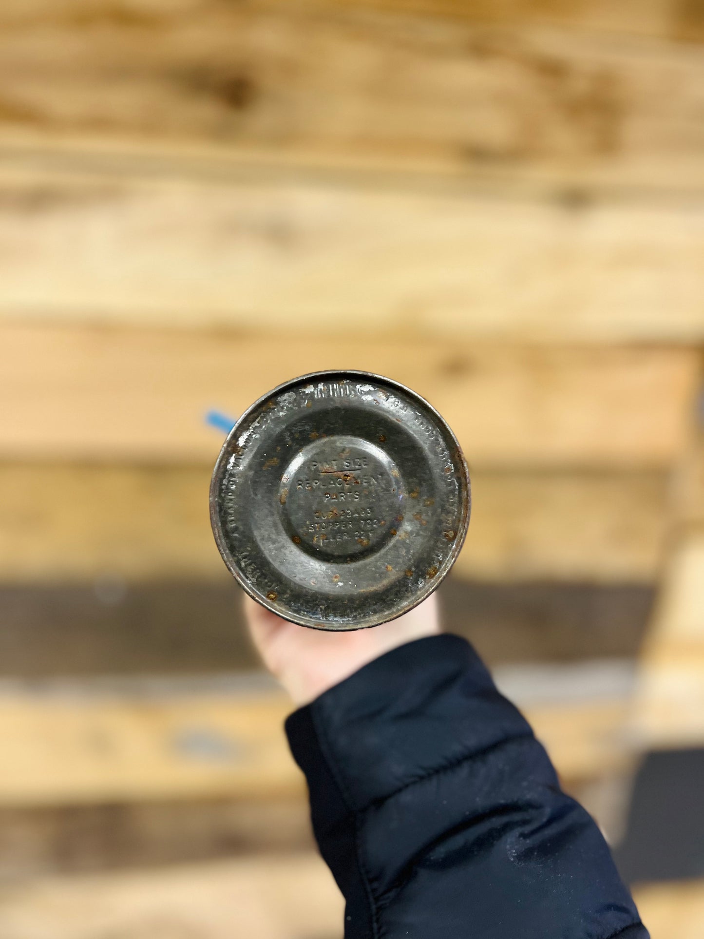 Vintage Blue Striped Thermos Bottle - Pint Size