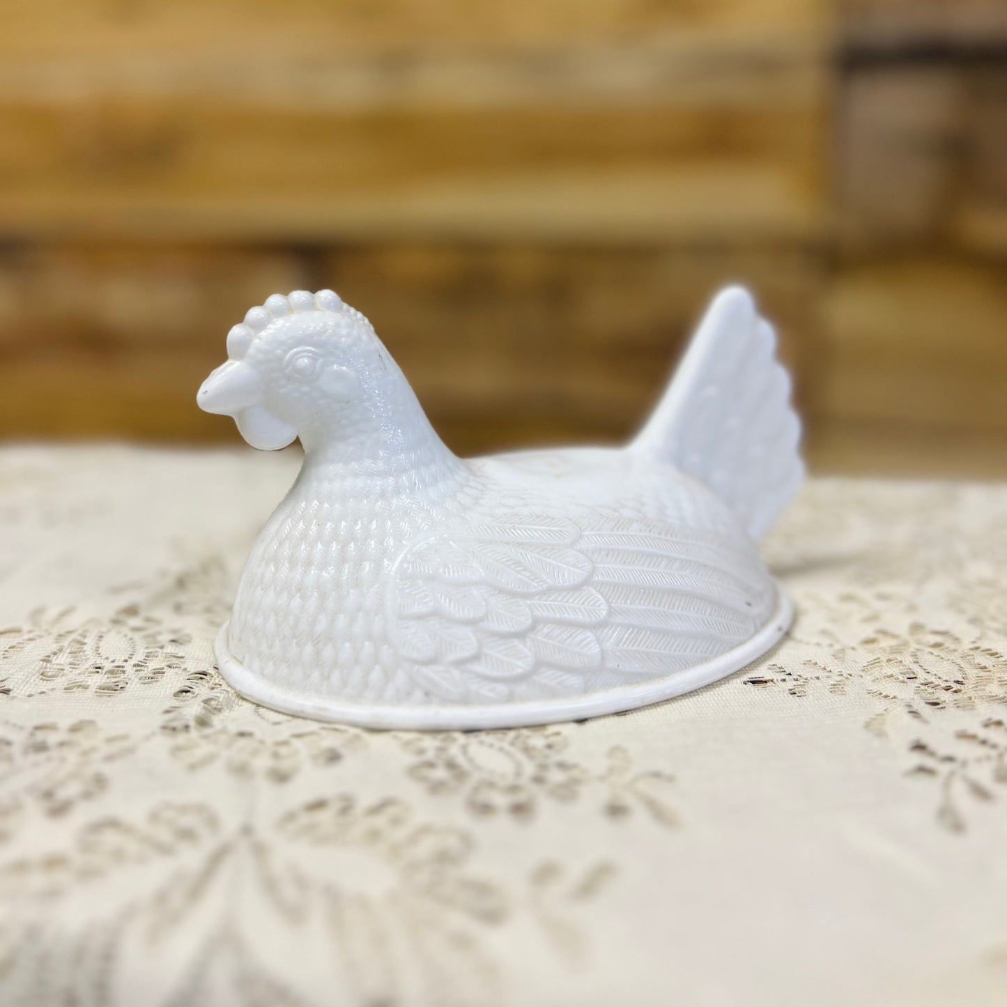 Vintage Hen On Nest Milk Glass Candy Dish Lid - Lid ONLY