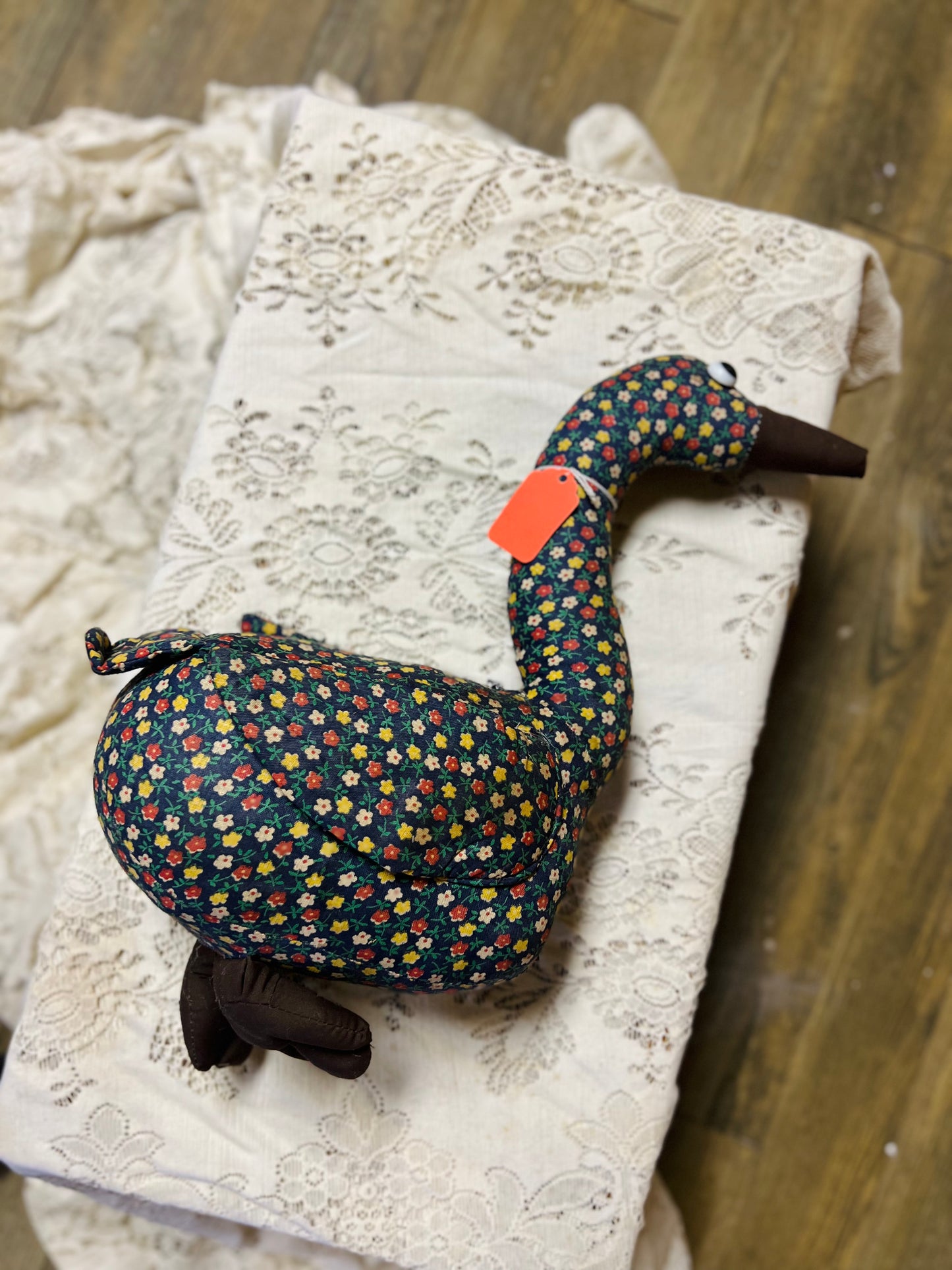 Vintage Floral Stuffed Goose
