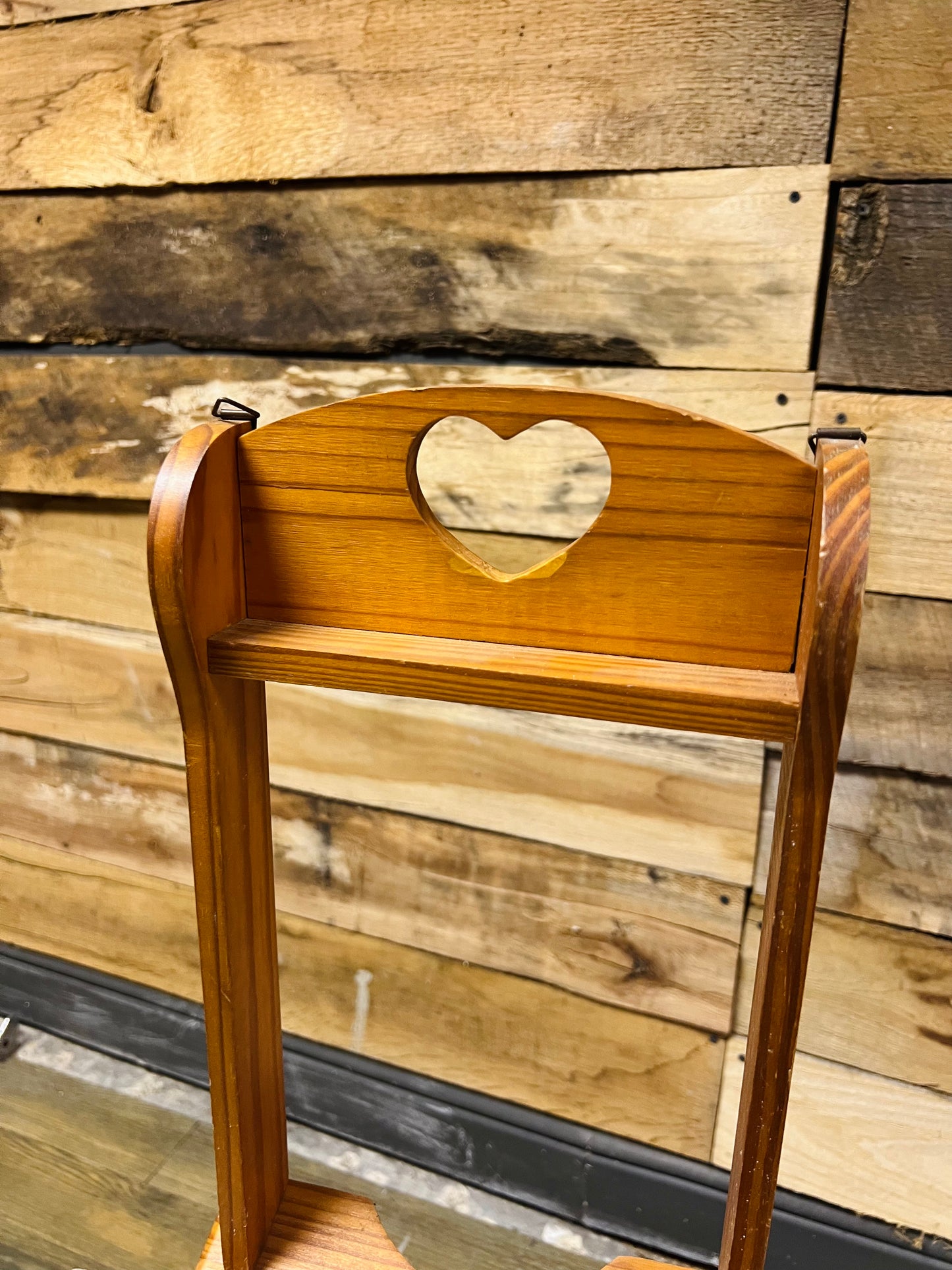 Vintage Wooden Heart Hanging Notepad Table with Drawer
