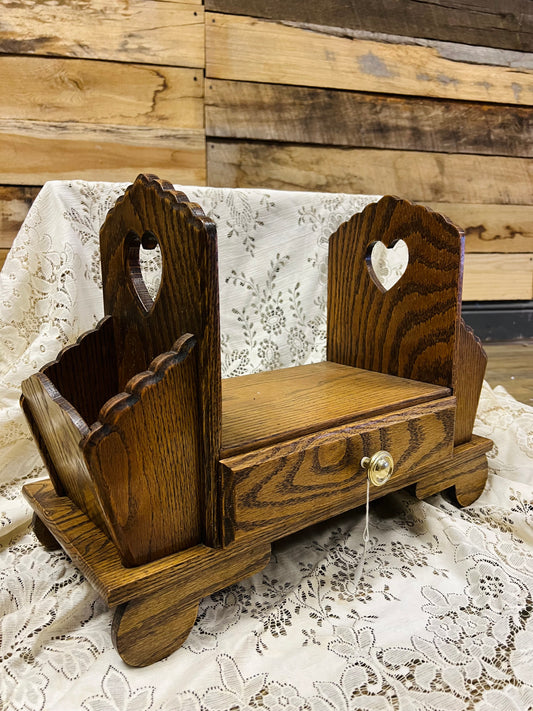 Vintage Wooden Heart Desk/Letter Organizer