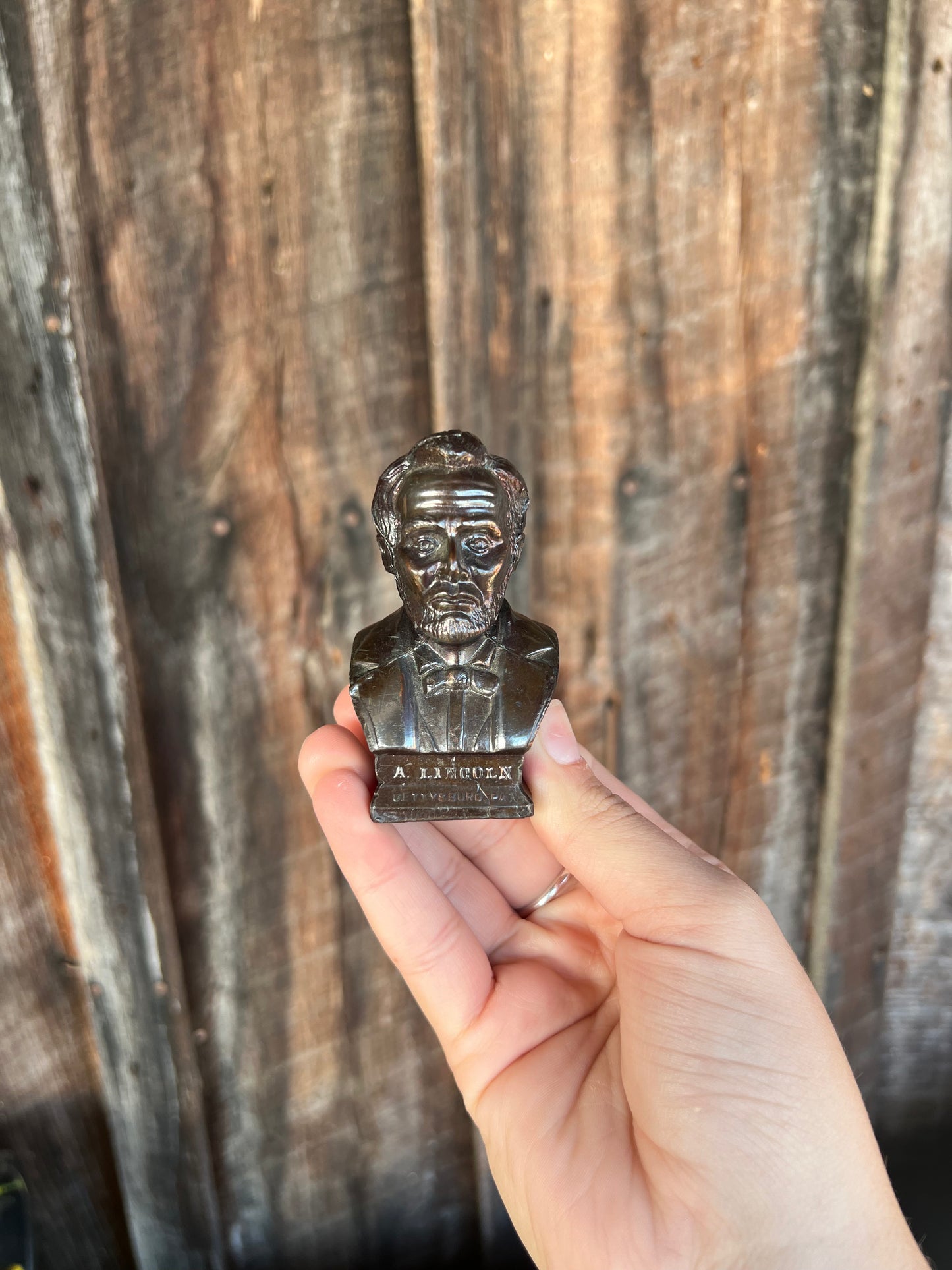 Vintage Abraham Lincoln Bust Brass Metal 2"