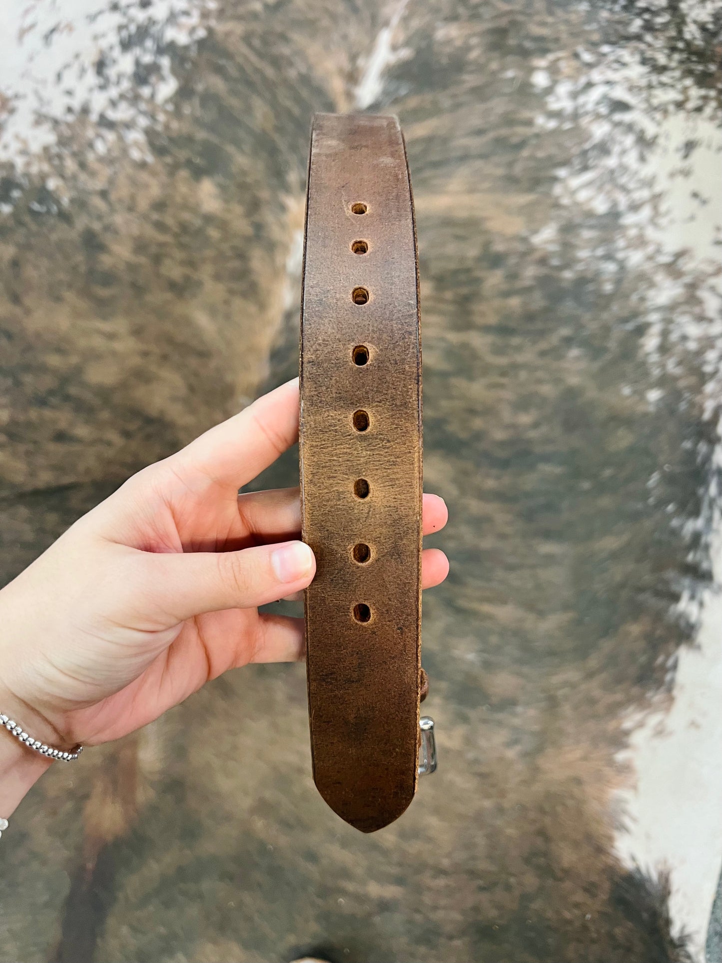 Genuine Plain Leather Belt with Stainless Steel Buckle - Amish Made