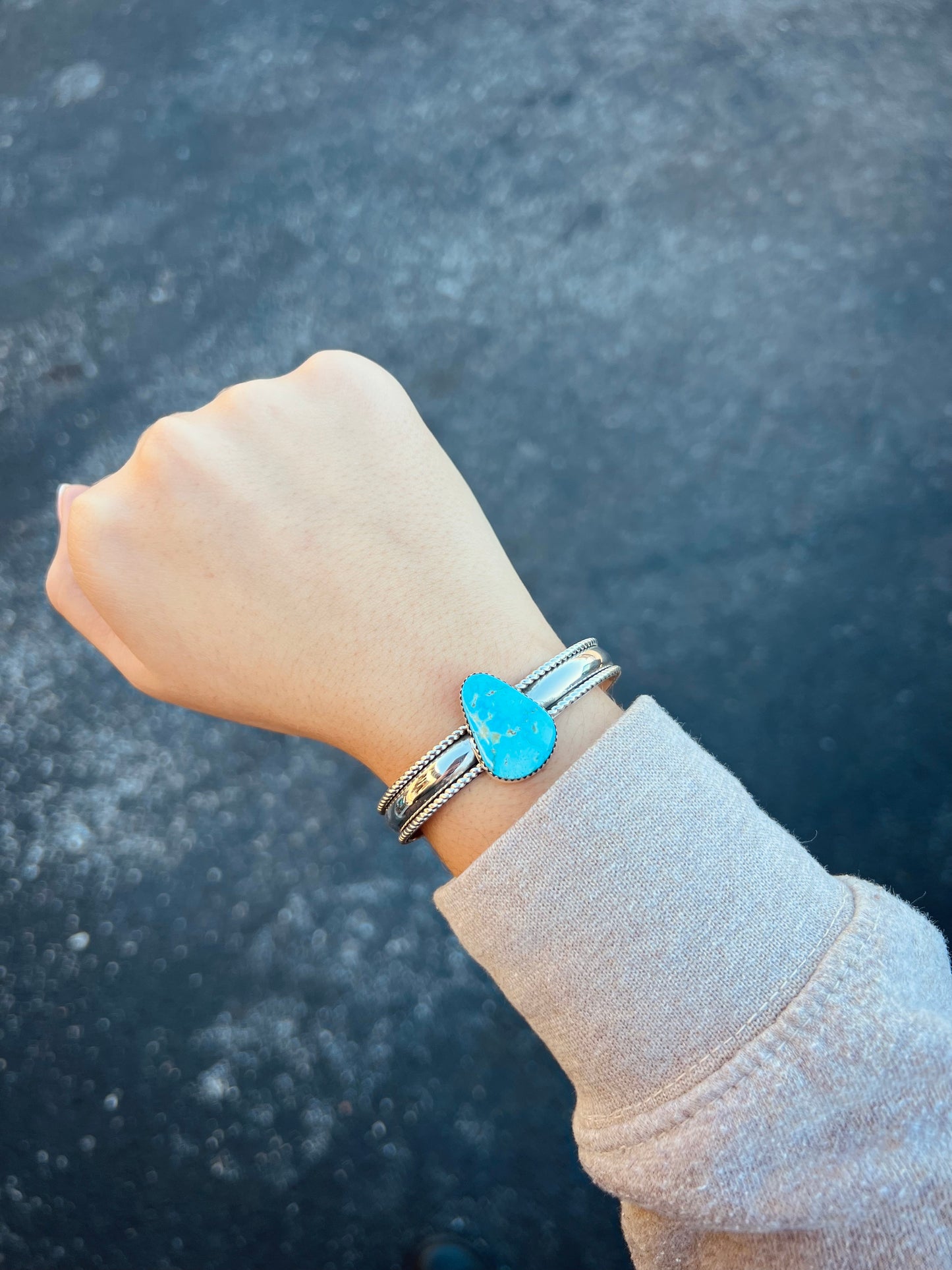 The Keegan Kingman Turquoise Teardrop Sterling Silver Cuff Bracelet