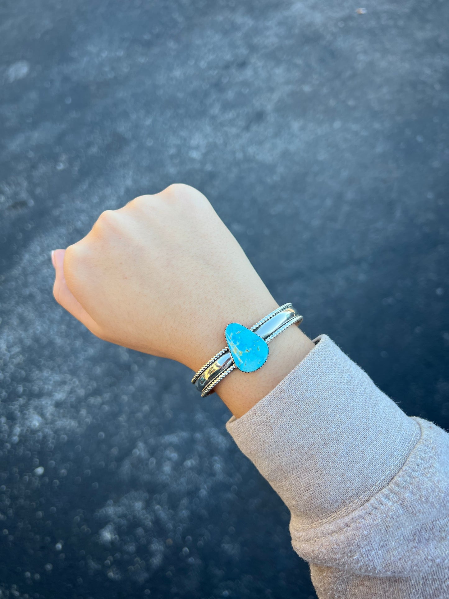 The Keegan Kingman Turquoise Teardrop Sterling Silver Cuff Bracelet