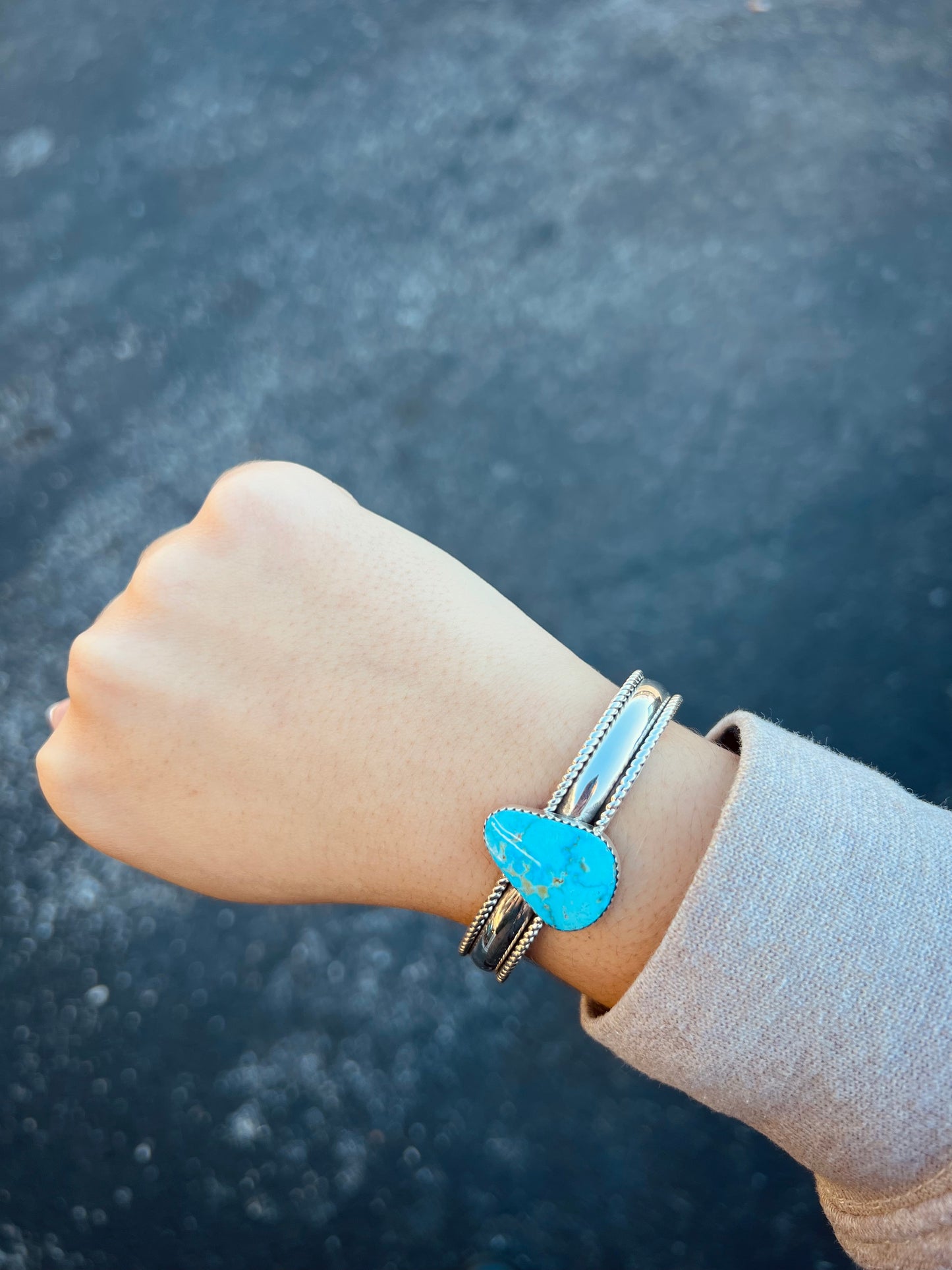 The Keegan Kingman Turquoise Teardrop Sterling Silver Cuff Bracelet