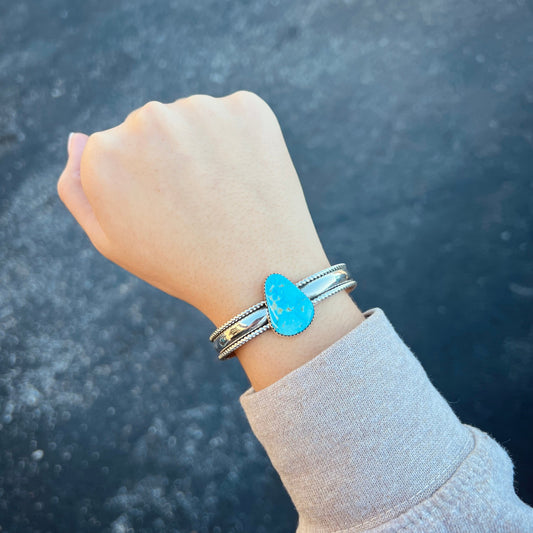 The Keegan Kingman Turquoise Teardrop Sterling Silver Cuff Bracelet