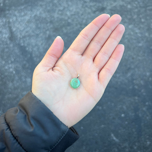 Genuine Turquoise Green Sterling Silver Pendant