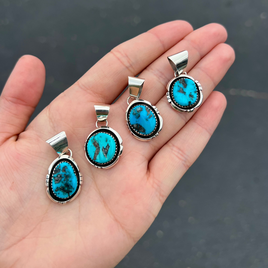 Genuine Turquoise Oval Pendant